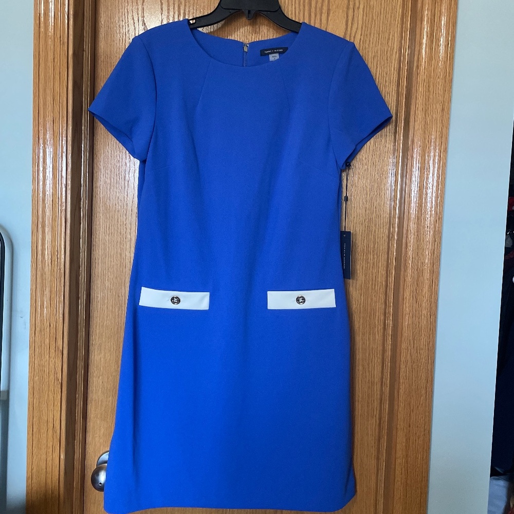 NWT Tommy Hilfiger Contrast-trim Scuba Crepe Shift Dress